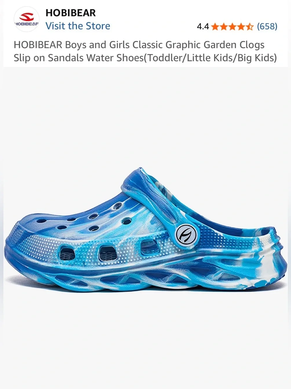 HOBIBEAR Kids Dark Blue Slip-On Water Clogs - Kids Water Shoes